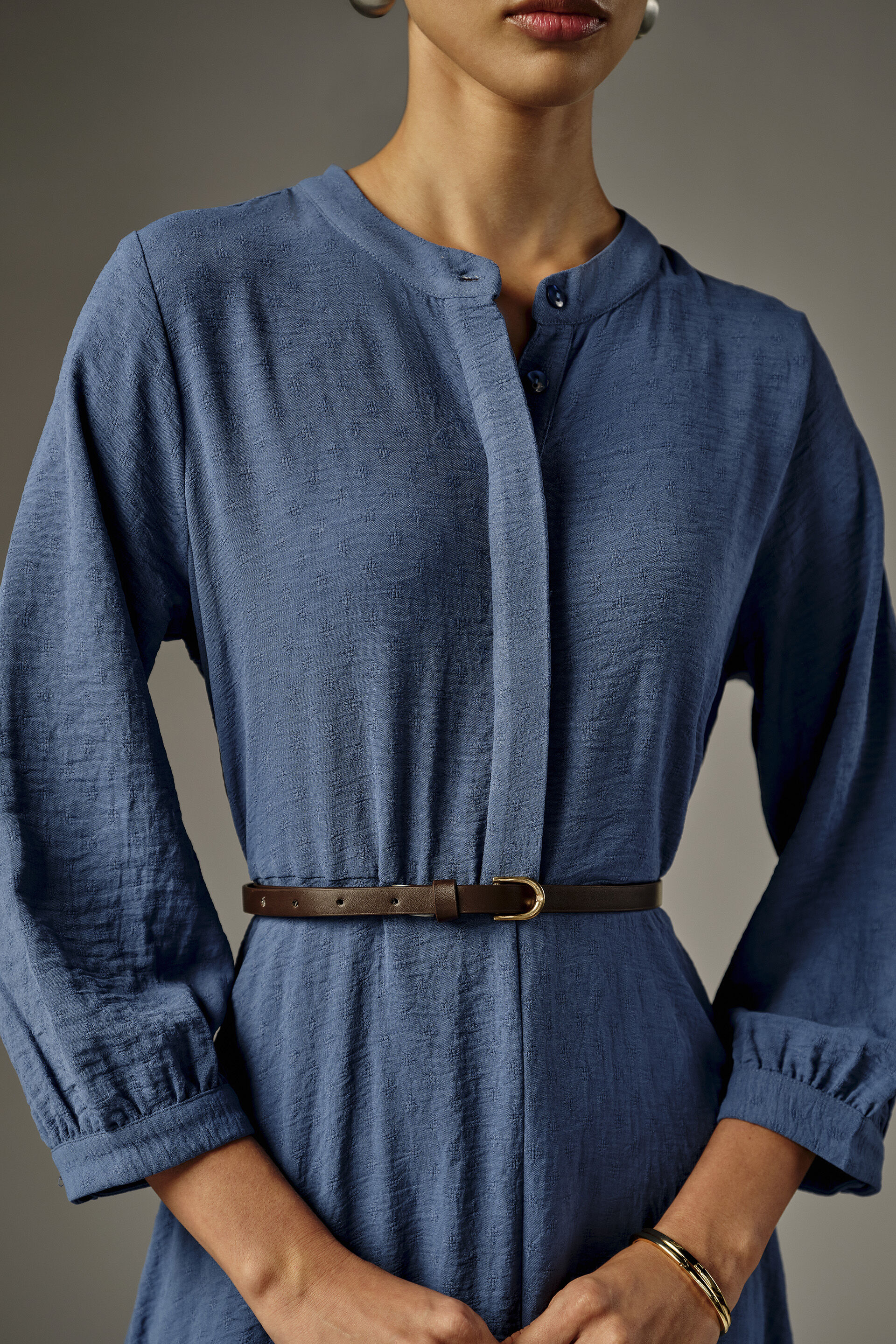 Fit & Flare Midi Dress in Blue, Blue, image 3